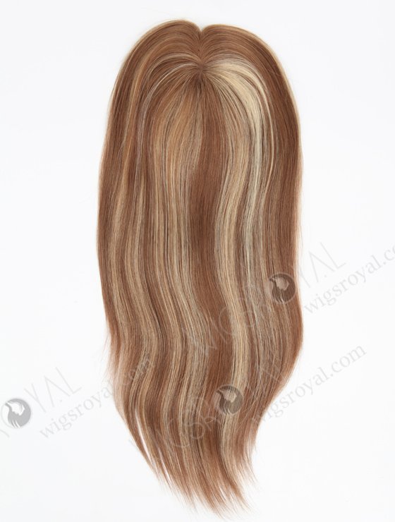 Mono Top Clip On Human Hair Toppers For Thinning Hair In Stock 16" Brown with Blonde Highlights Topper-049-258