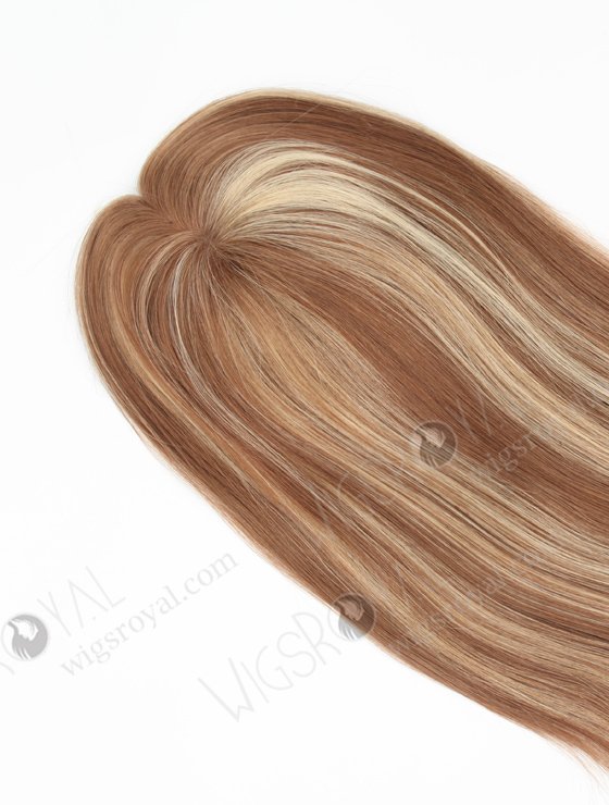 Mono Top Clip On Human Hair Toppers For Thinning Hair In Stock 16" Brown with Blonde Highlights Topper-049-259
