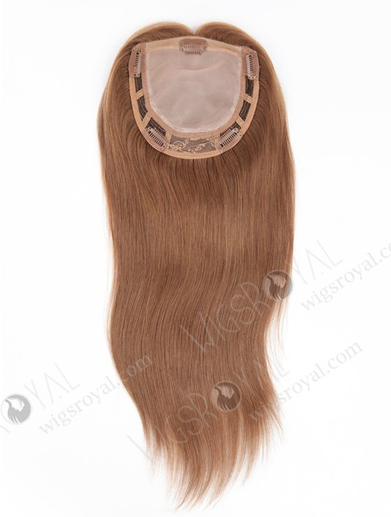 Mono Top Clip On Human Hair Toppers For Thinning Hair In Stock 16" Brown with Blonde Highlights Topper-049-262