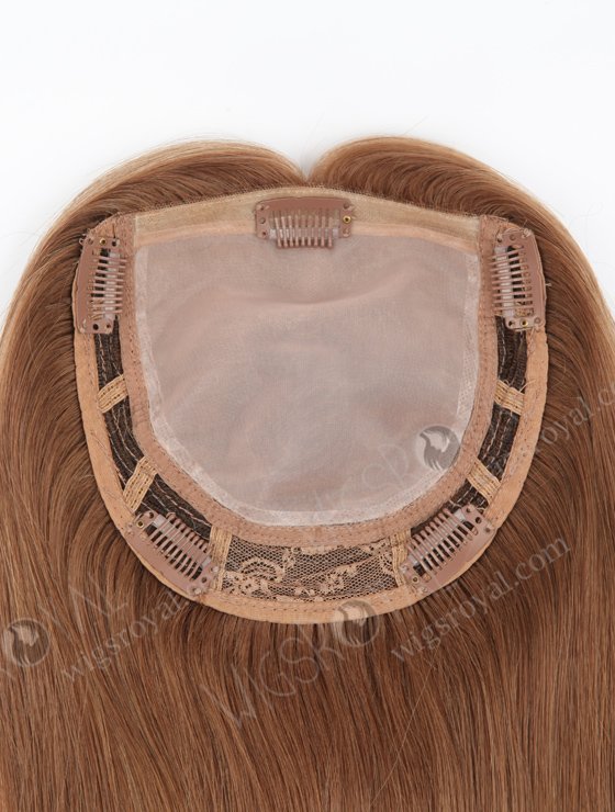 Mono Top Clip On Human Hair Toppers For Thinning Hair In Stock 16" Brown with Blonde Highlights Topper-049-260