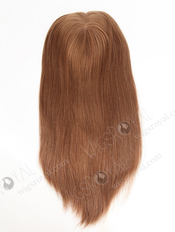 European Human Hair 16'' One Length Straight Middle Golden Brown Color Toppers Topper-022-429