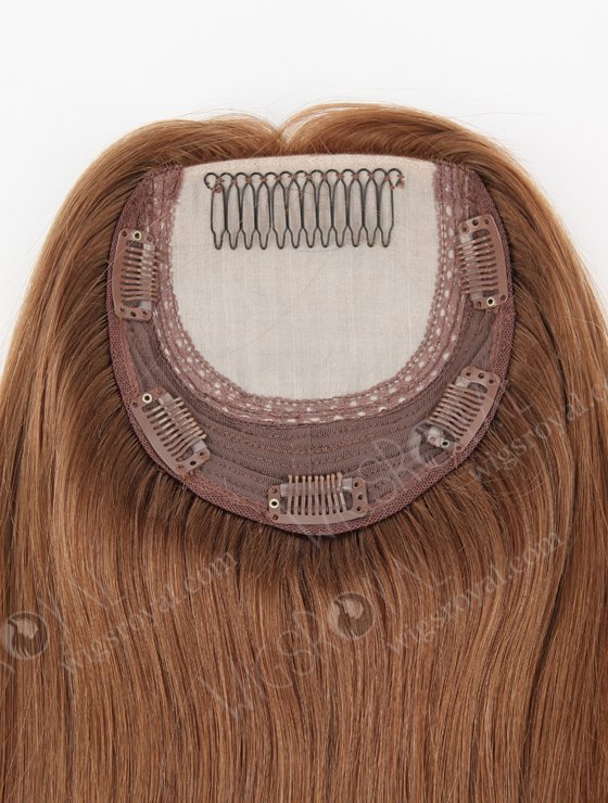 European Human Hair 16'' One Length Straight Middle Golden Brown Color Toppers Topper-022-435