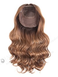 In Stock European Virgin Hair 18" One Length Beach Wave T2/10# with T2/8# Highlights 7"×7" Silk Top Wefted Topper-026