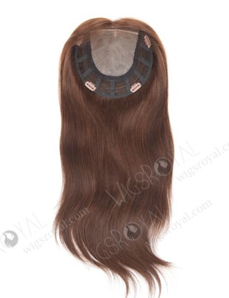 High Quality Clip On Dark Brown Hair Topper Natural Looking Mono Top Hair Piece for Women Topper-051