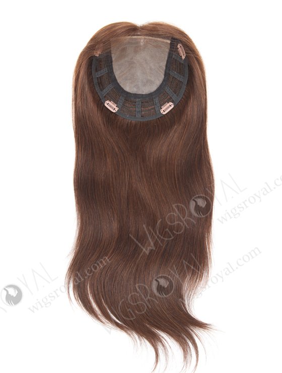 High Quality Clip On Dark Brown Hair Topper Natural Looking Mono Top Hair Piece for Women Topper-051-368