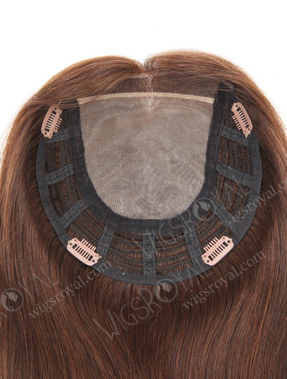 High Quality Clip On Dark Brown Hair Topper Natural Looking Mono Top Hair Piece for Women Topper-051-370