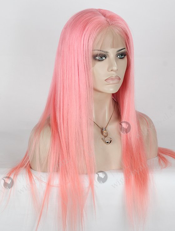 Light Pink Human Hair Wigs 22 Inch Long Virgin Hair Full Lace Wigs WR-LW-044-1650