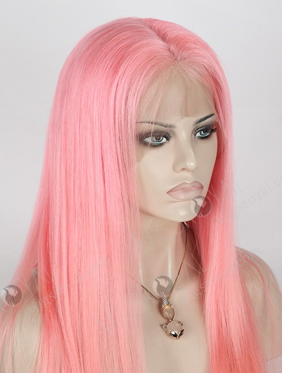 Light Pink Human Hair Wigs 22 Inch Long Virgin Hair Full Lace Wigs WR-LW-044-1651