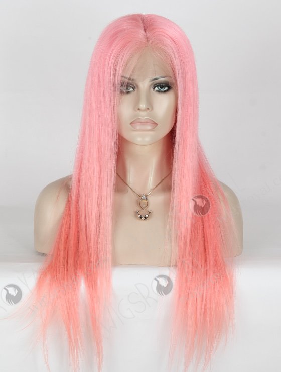 Light Pink Human Hair Wigs 22 Inch Long Virgin Hair Full Lace Wigs WR-LW-044-1655