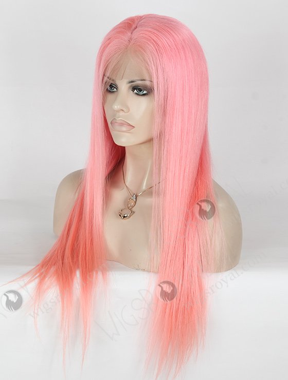 Light Pink Human Hair Wigs 22 Inch Long Virgin Hair Full Lace Wigs WR-LW-044-1654