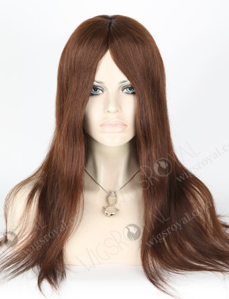 In Stock Brazilian Virgin Hair 18" Straight 3# Color Silk Top Glueless Wig GL-04017