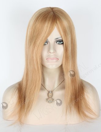 In Stock European Virgin Hair 14" Straight Roots 1" is 8# then 8/18# Evenly Blended with 24# Highlight Silk Top Glueless Wig GL-08023