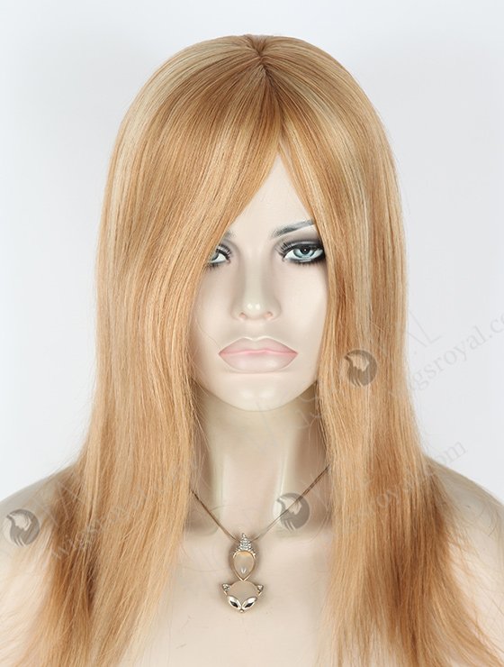 In Stock European Virgin Hair 14" Straight Roots 1" is 8# then 8/18# Evenly Blended with 24# Highlight Silk Top Glueless Wig GL-08023-2286