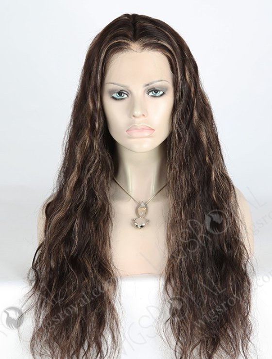 In Stock Brazilian Virgin Hair 24" Natural Wave 2/12# Highlights Lace Front Wig MLF-04021-2455