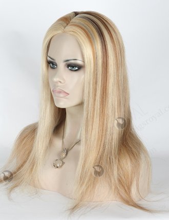 Medium Brown Hair No Glue Wig With Chic Blonde Highlights GL-08044