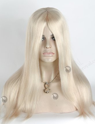 Realistic 100% Human Hair 18 Inch Platinum Blonde Glueless Silk Top Wig GL-08048