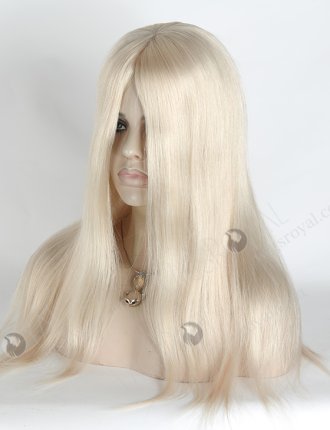 Realistic 100% Human Hair 18 Inch Platinum Blonde Glueless Silk Top Wig GL-08048