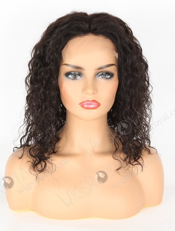 In Stock Indian Remy Hair 14" Water Wave Natural Color 5"×5" HD Lace Closure Wig CW-01007