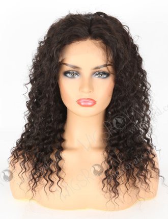 In Stock Indian Remy Hair 16" Deep Wave Natural Color 5"×5" HD Lace Closure Wig CW-01003