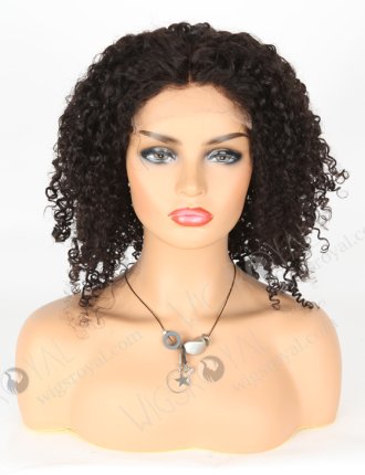 In Stock Indian Remy Hair 14" Tight Pissy Natural Color 5"×5" HD Lace Closure Wig CW-01010