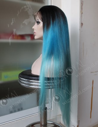 Dark Roots Blue Human Hair Wig WR-LW-085