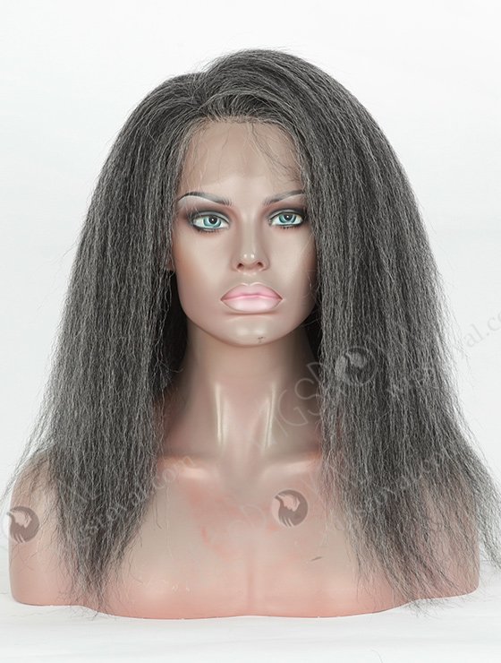 Kinky Straight Grey Color Brazilian Virgin Hair Full Lace Wig For Women WR-LW-106-4154