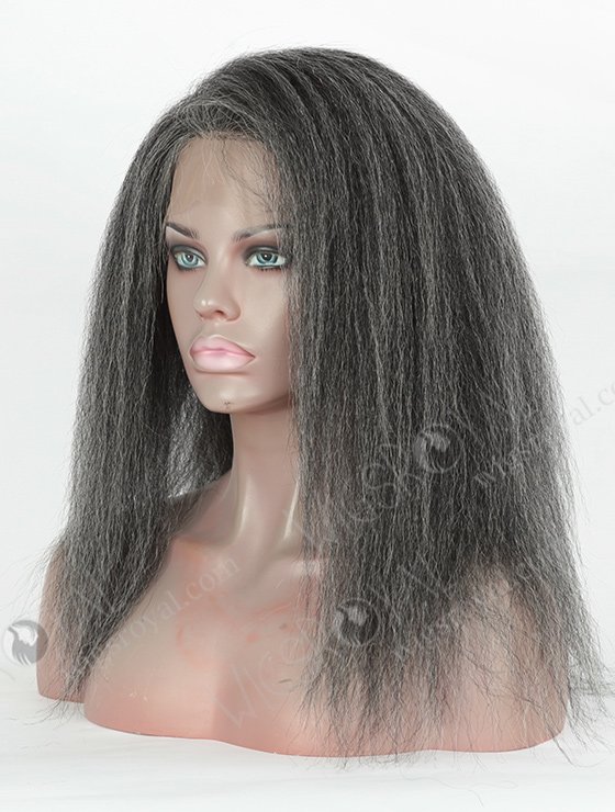 Kinky Straight Grey Color Brazilian Virgin Hair Full Lace Wig For Women WR-LW-106-4155