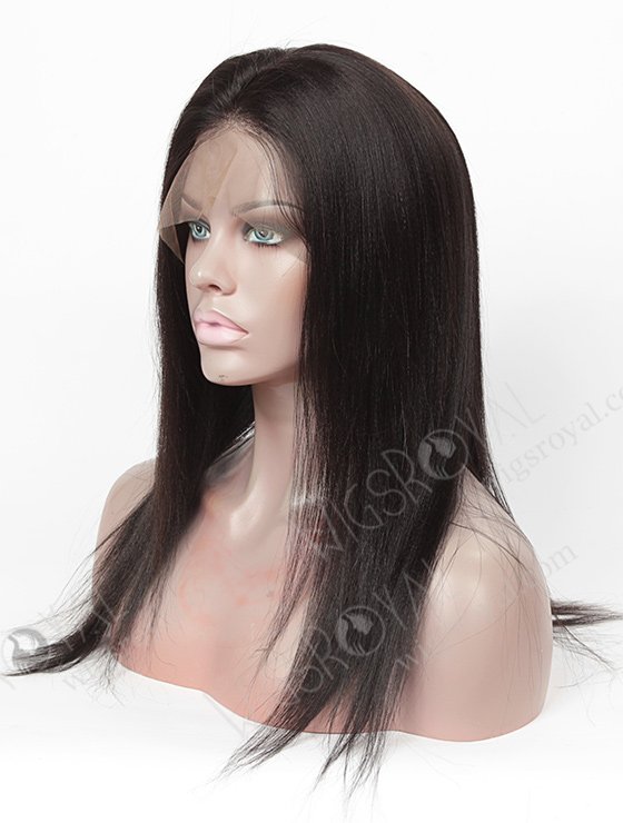 In Stock Indian Remy Hair 16" Yaki Straight #1B Color 360 Lace Wig 360LW-01007-4630