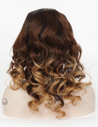Brazilian Human Hair 18" Big Curl Ombre Color T-Natural Color/30#/27# Silk Top Full Lace Wig STW-417