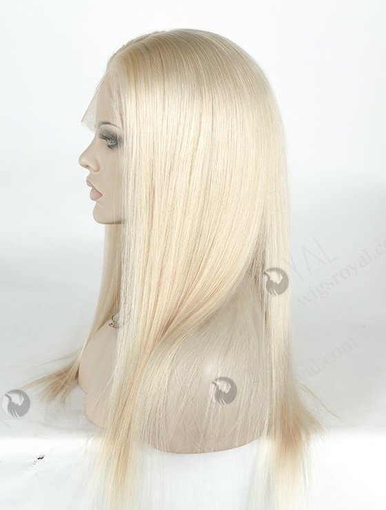 In Stock European Virgin Hair 18 Inch Long Straight White Human Hair Silk Top Full Lace Wig Caucasian STW-843-5003