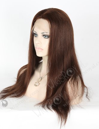 Stylish Dark Golden Brown Silk Top Full Lace Wig STW-704