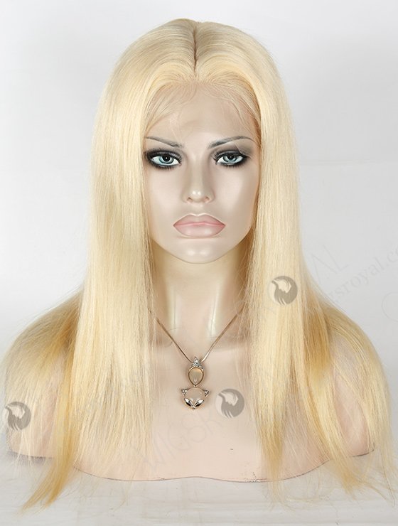 In Stock European Virgin Hair 16" Straight 613# Color Silk Top Full Lace Wig STW-821-5232