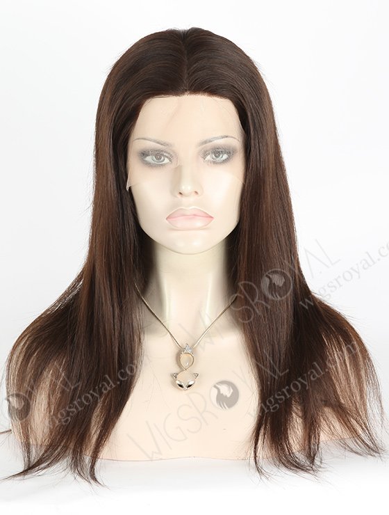 In Stock European Virgin Hair 16" Natural Straight Natural Color Silk Top Full Lace Wig STW-812-5152