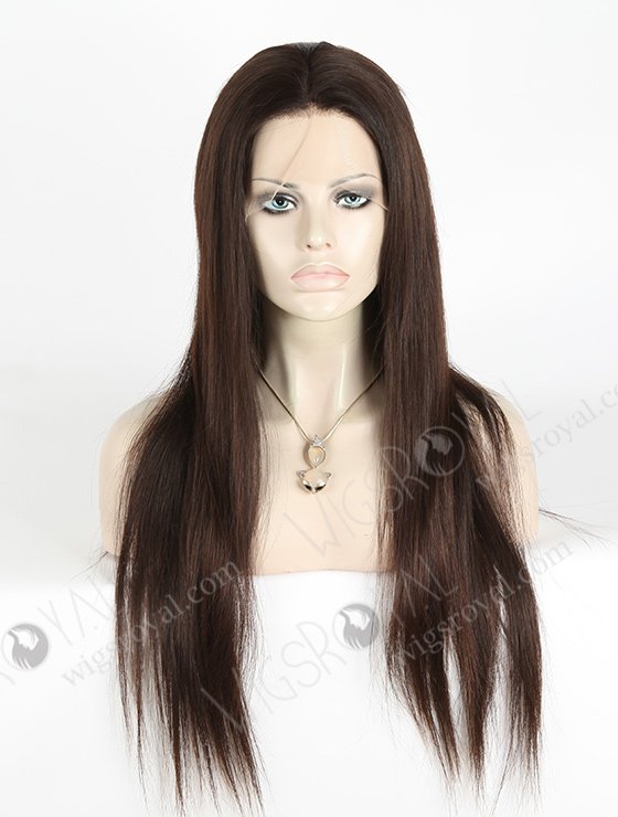 In Stock European Virgin Hair 22" Natural Straight Natural Color Silk Top Full Lace Wig STW-817-5195