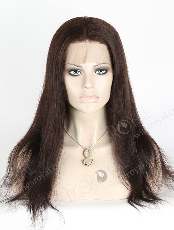 In Stock Chinese Virgin Hair 18" Natural Straight Color #2 Silk Top Full Lace Wig STW-703-4902