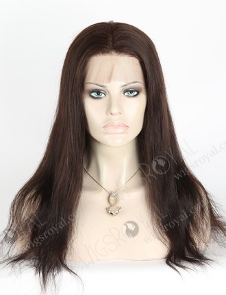 In Stock Chinese Virgin Hair 18" Natural Straight Color #2 Silk Top Full Lace Wig STW-713