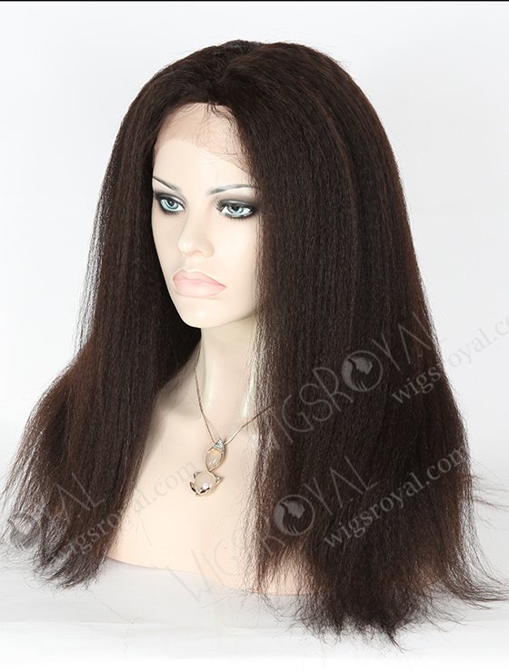 In Stock Brazilian Virgin Hair 18" Kinky Straight Natural Color Full Lace Wig FLW-04216-6327