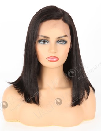 In Stock Indian Remy Hair 12" BOB+YAKI Color #1b Lace Front Wig MLF-01011