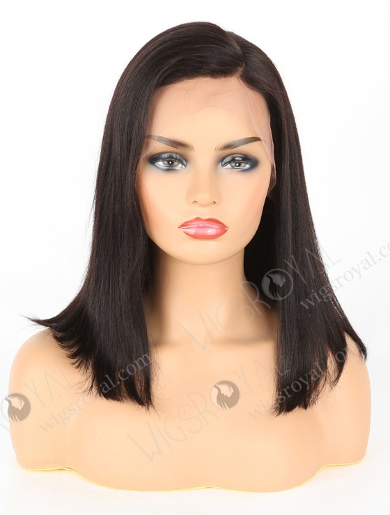 In Stock Indian Remy Hair 12" BOB+YAKI Color #1b Lace Front Wig MLF-01011-6772