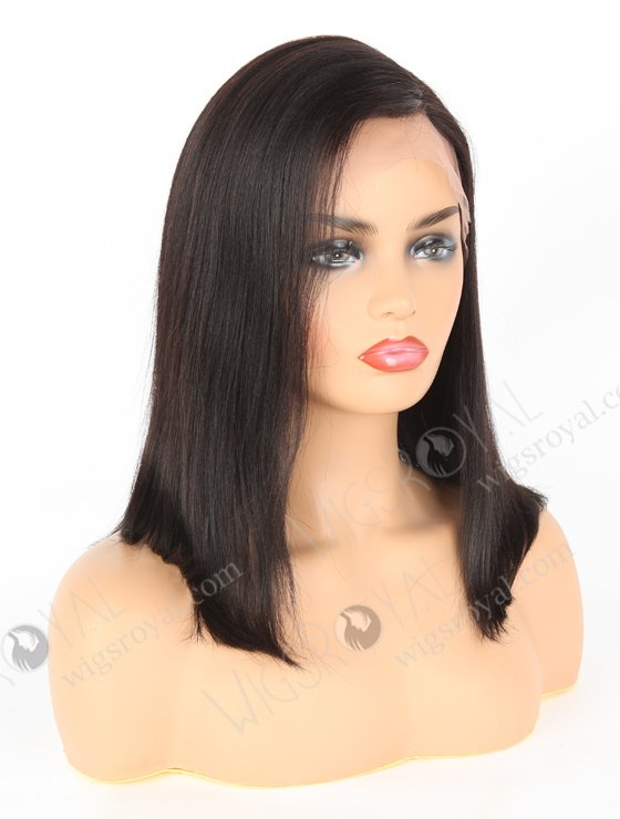 In Stock Indian Remy Hair 12" BOB+YAKI Color #1b Lace Front Wig MLF-01011-6776