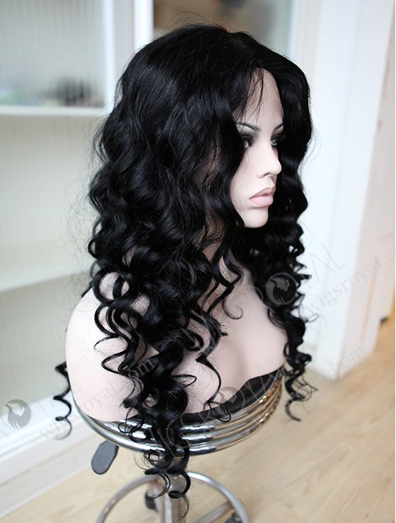 Best Quality Peruvian Hair Curly Jet Black Color Silk Top Full Lace Wig WR-ST-035-6960