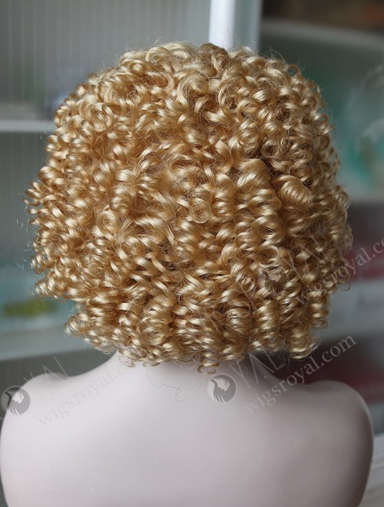 Pixie Cut Short Style Curly Human Hair Blonde Color Full Lace Wig WR-ST-036-6967