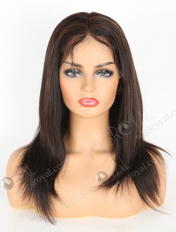 Yaki Full Lace Wigs Human Hair 14" With Baby Hair 1b/4# Highlights FLW-01160