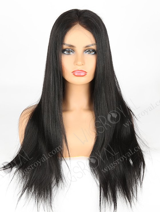 In Stock Indian Remy Hair 20" Yaki 1# Color Full Lace Wig FLW-01578-7406