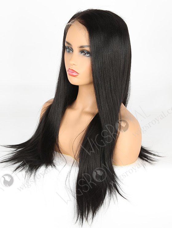 In Stock Indian Remy Hair 20" Yaki 1# Color Full Lace Wig FLW-01578-7408