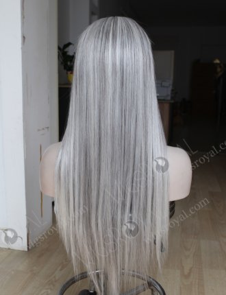 Grey Color Human Hair Hidden Knots Silk Top Full Lace Wigs With Bang WR-ST-041