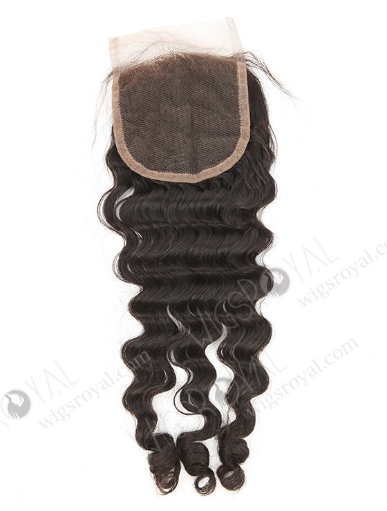 In Stock Indian Remy Hair 14" Deep Curl Natural Color Top Closure STC-352
