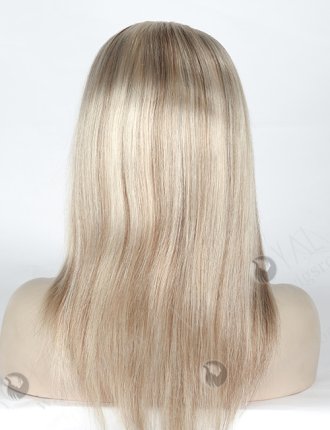 Beautiful Highlight White Color 14'' European Virgin Straight Silk Top Full Lace Wig WR-ST-050