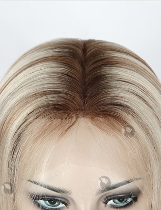 Beautiful Highlight White Color 14'' European Virgin Straight Silk Top Full Lace Wig WR-ST-050