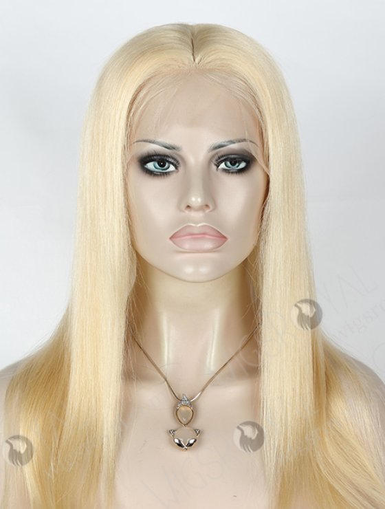 Cuticle Aligned European Raw Human Hair Wigs Blonde Color Silk Top Full Lace Wig WR-ST-049-7749